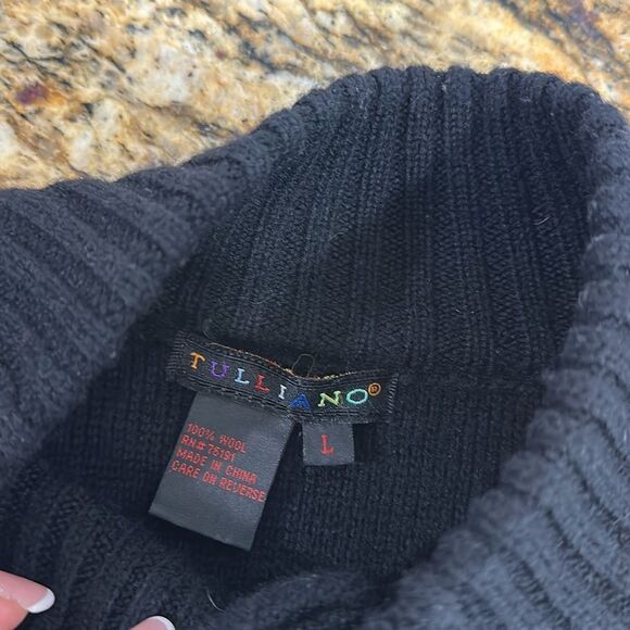 Tulliano Men's Wool Black Button-Up Cardigan Sweater Size L - Picture 7 of 11